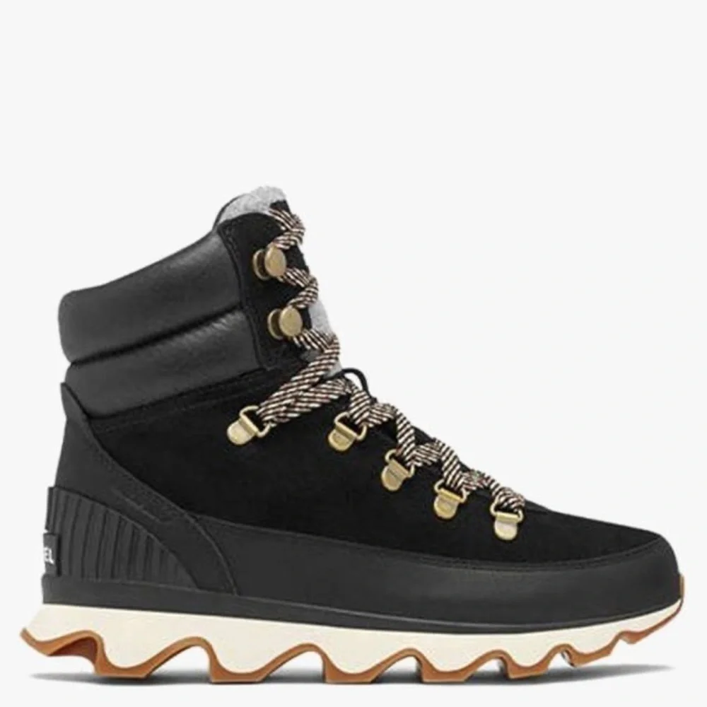 Sorel Women’s Kinetic Conquest WP Winter Lace Up Snow Boot Black Cream 7 - Picture 2 of 5
